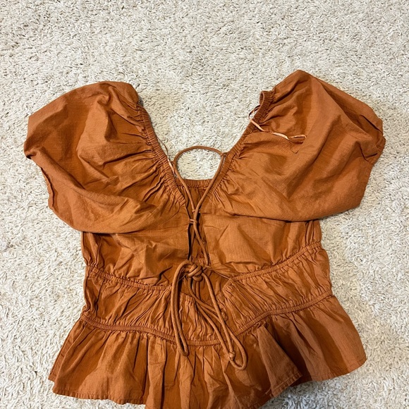 Free People Terracotta Peplum Blouse - Picture 5 of 8